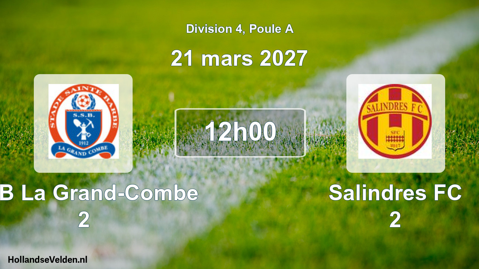 Match programmé: SSB La Grand-Combe 2 - Salindres FC 2 (21 mars 2027)