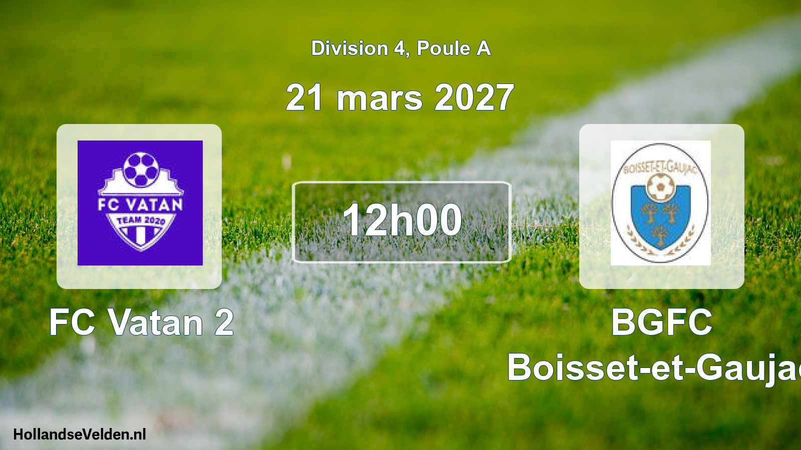 Match programmé: FC Vatan 2 - BGFC Boisset-et-Gaujac (21 mars 2027)