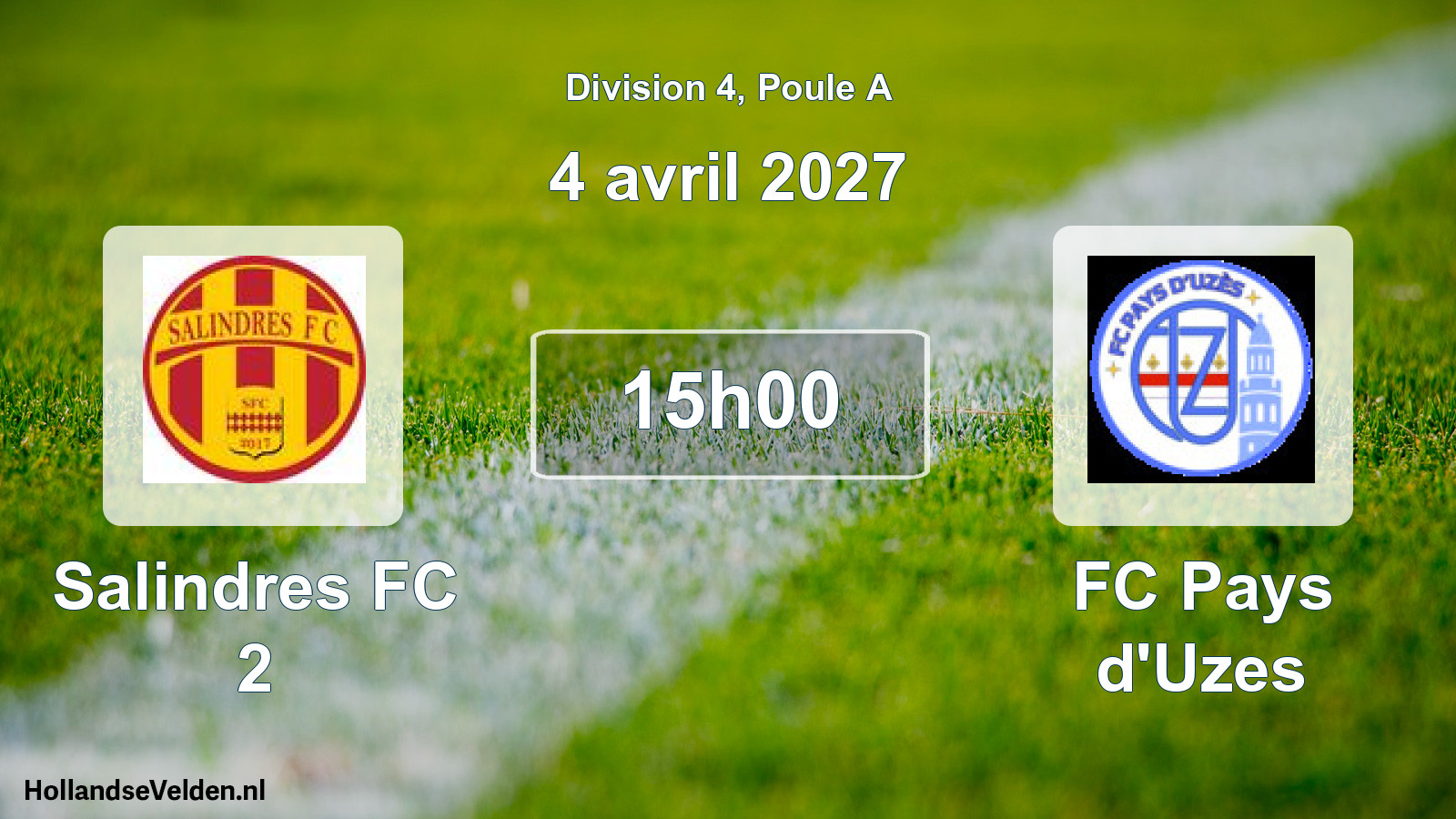 Match programmé: Salindres FC 2 - FC Pays d'Uzes (4 avril 2027)