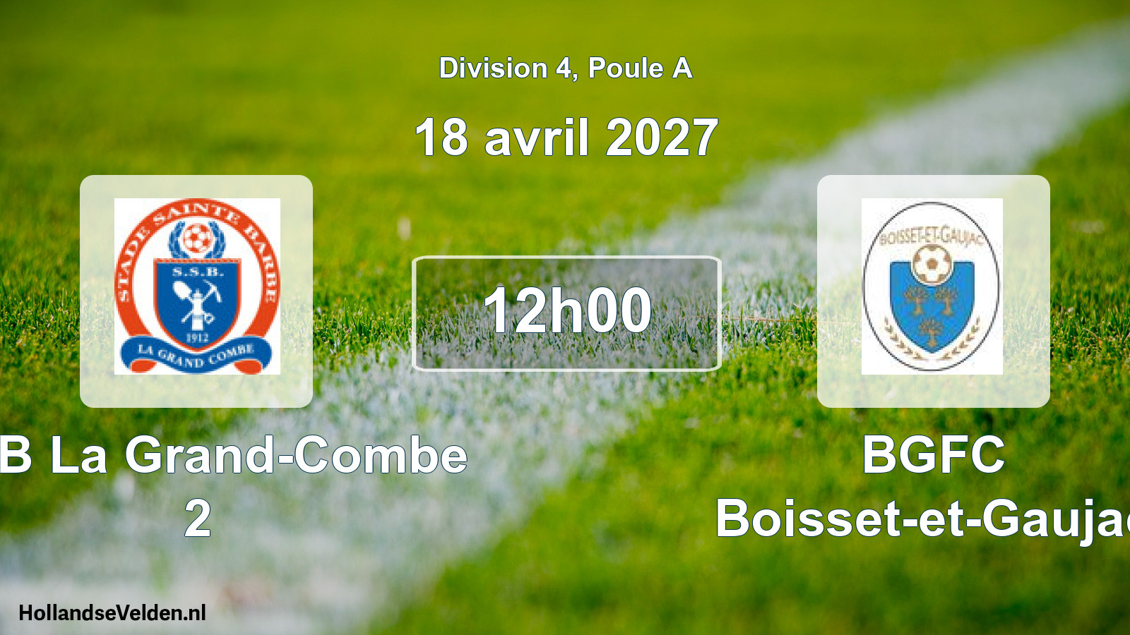 Match programmé: SSB La Grand-Combe 2 - BGFC Boisset-et-Gaujac (18 avril 2027)