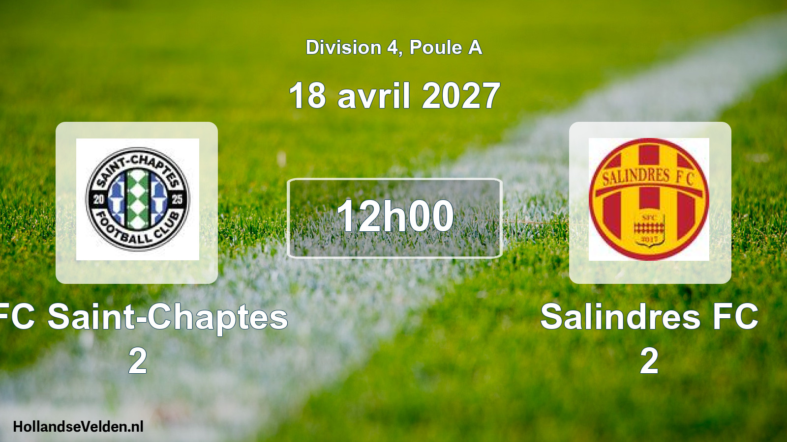Match programmé: FC Saint-Chaptes 2 - Salindres FC 2 (18 avril 2027)
