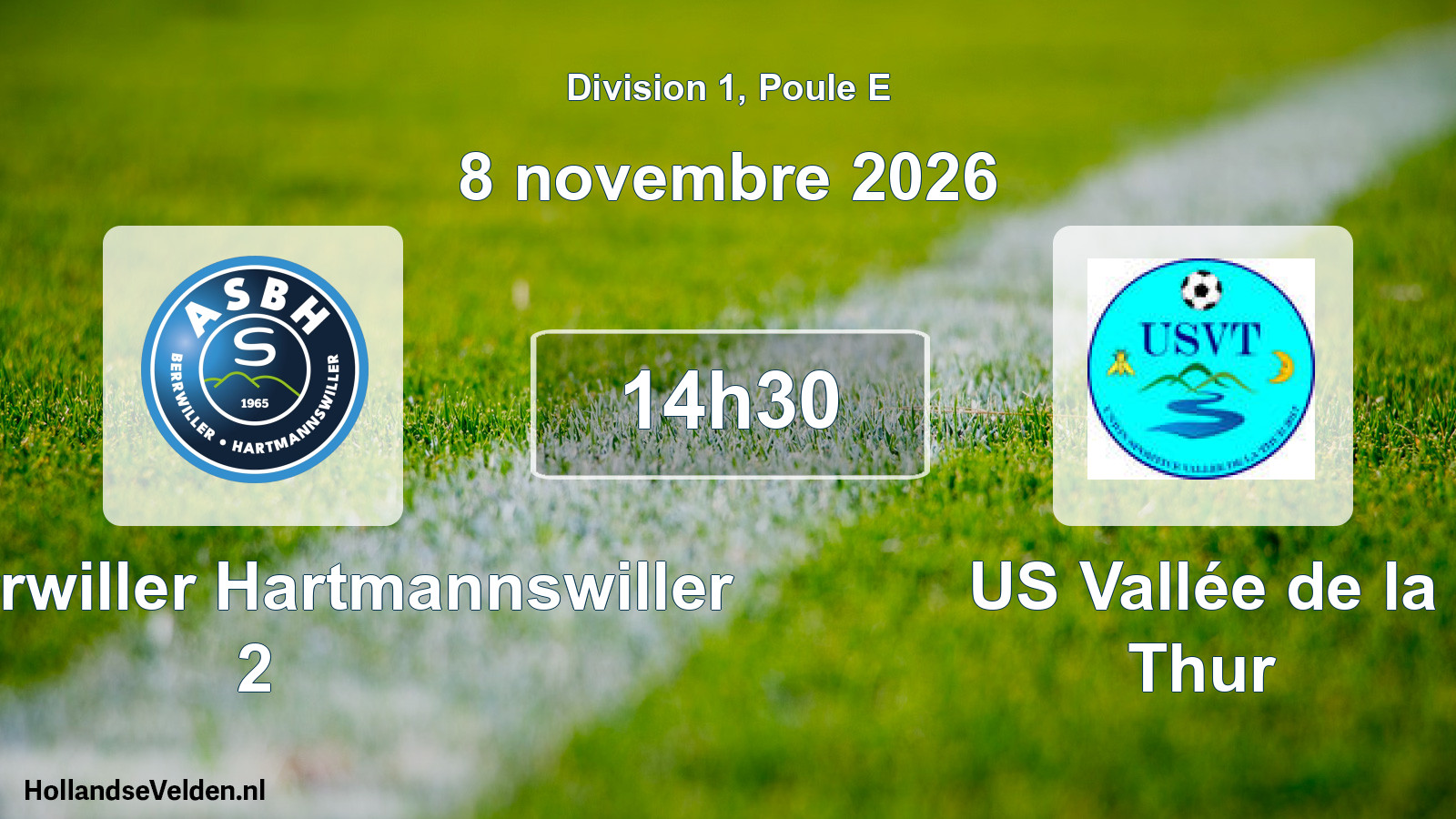 Match programmé: AS Berrwiller Hartmannswiller 2 - US Vallée de la Thur (8 novembre 2026)