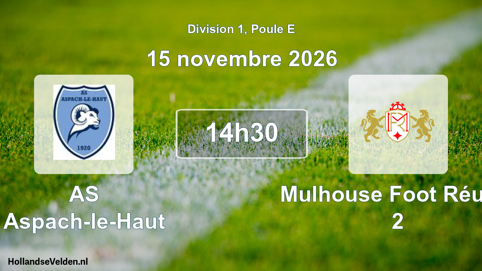 Match programmé: AS Aspach-le-Haut - Mulhouse Foot Réunis 2 (15 novembre 2026)