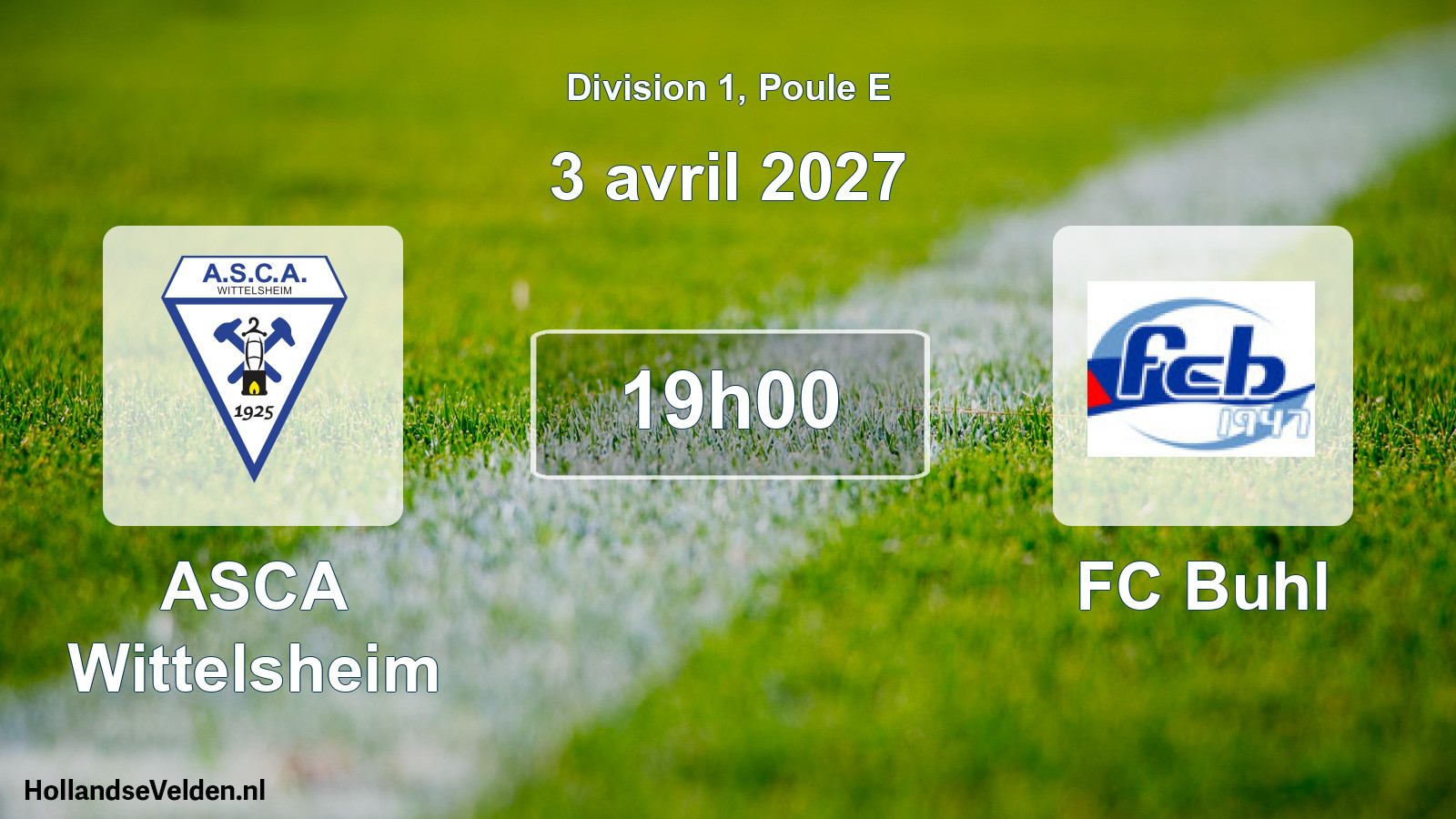 Match programmé: ASCA Wittelsheim - FC Buhl (3 avril 2027)