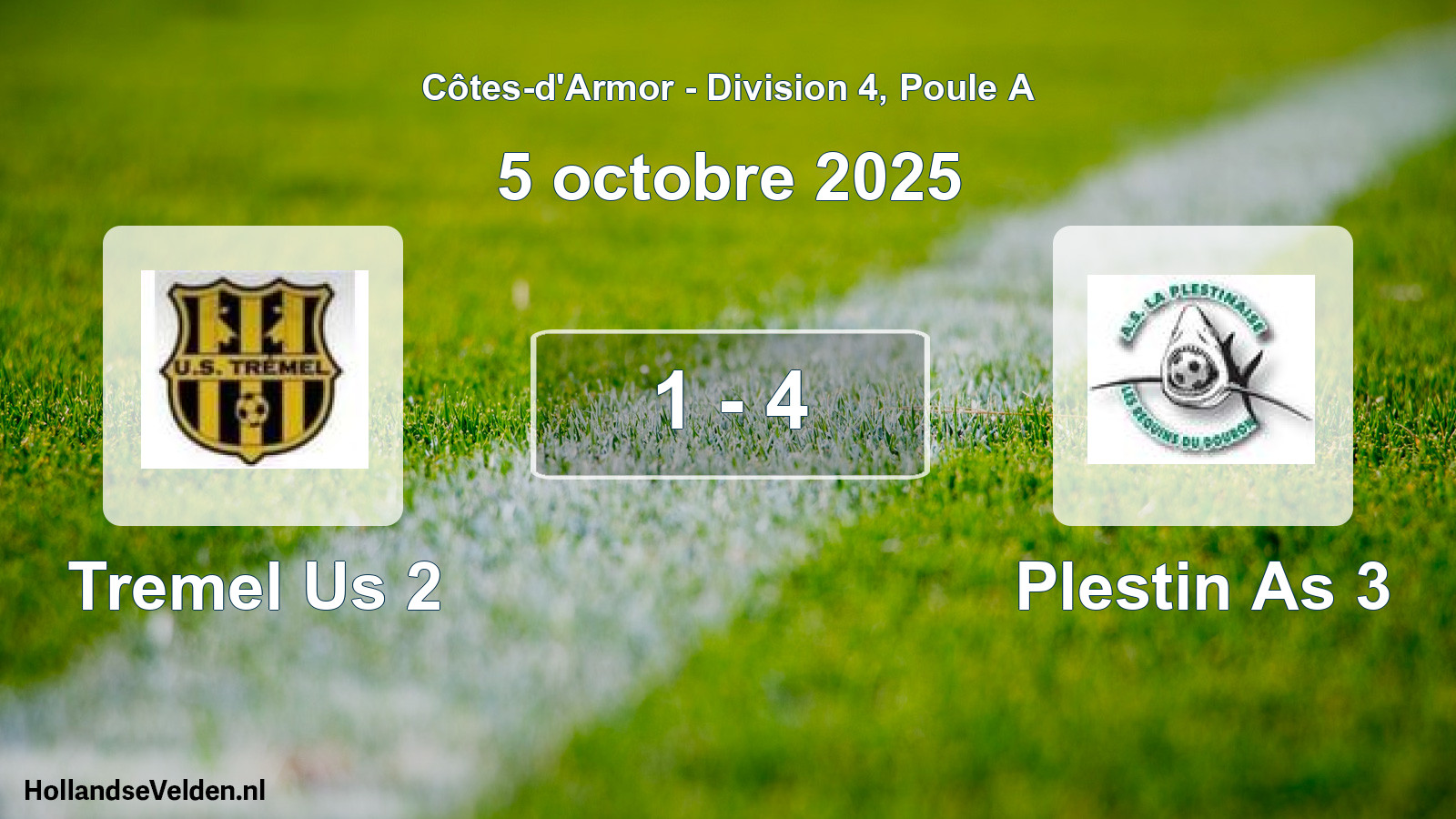 Gespeelde wedstrijd: Tremel Us 2 - Plestin As 3 1 - 4 (5 octobre 2025)