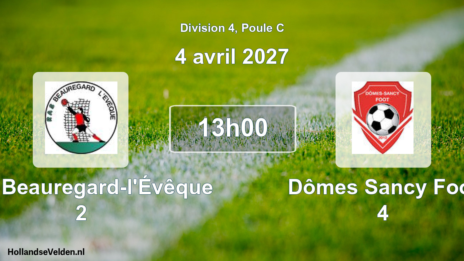 Match programmé: RAS Beauregard-l'Évêque 2 - Dômes Sancy Foot 4 (4 avril 2027)
