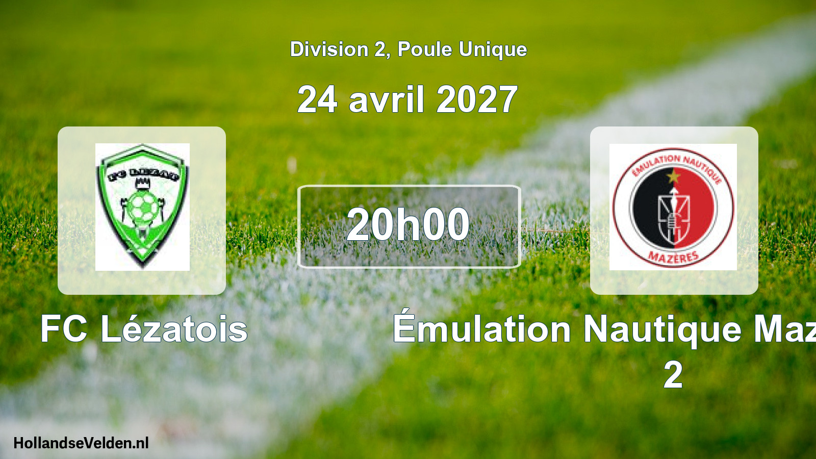 Match programmé: FC Lézatois - Émulation Nautique Mazèrienne 2 (24 avril 2027)