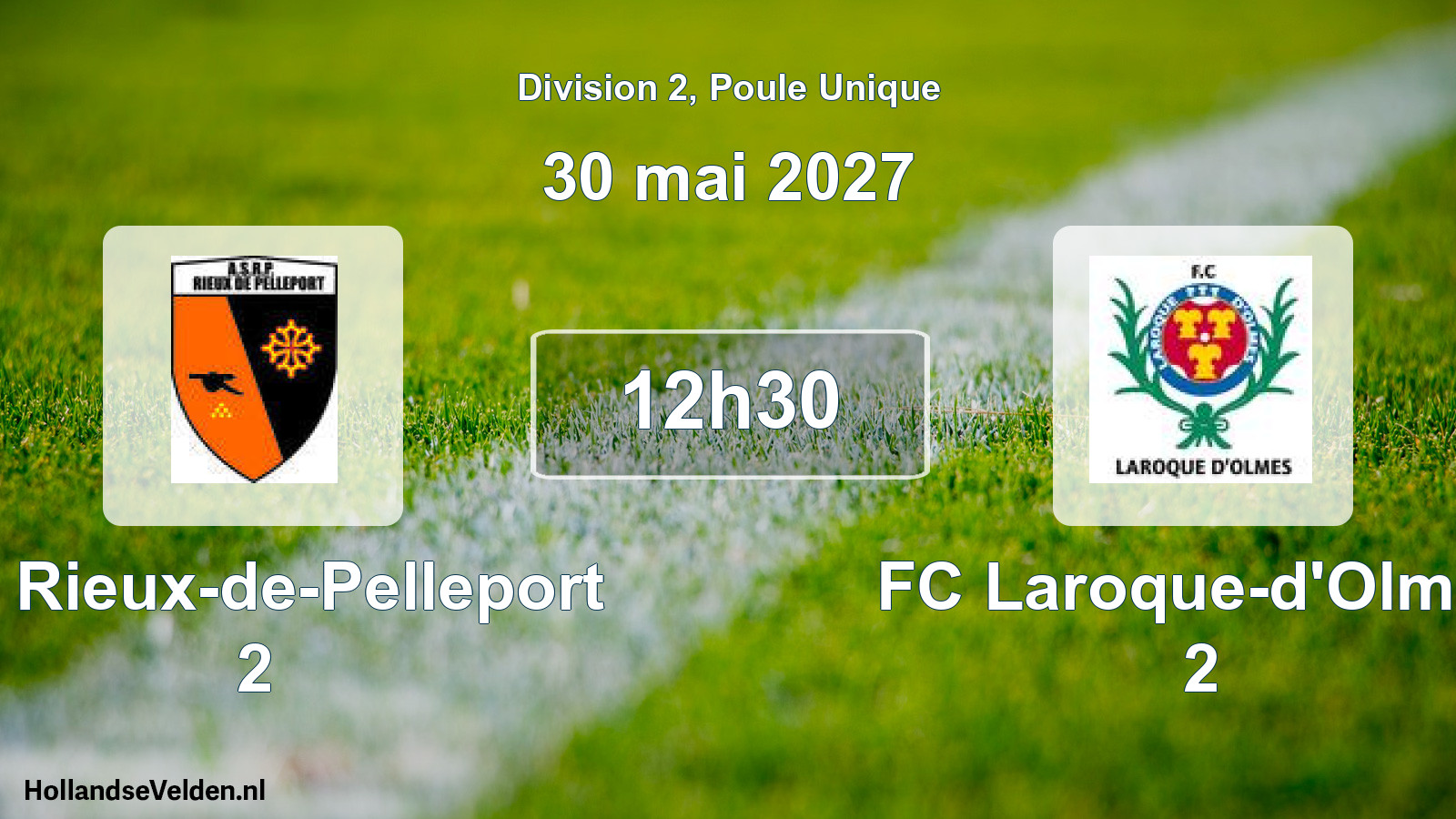 Match programmé: AS Rieux-de-Pelleport 2 - FC Laroque-d'Olmes 2 (30 mai 2027)