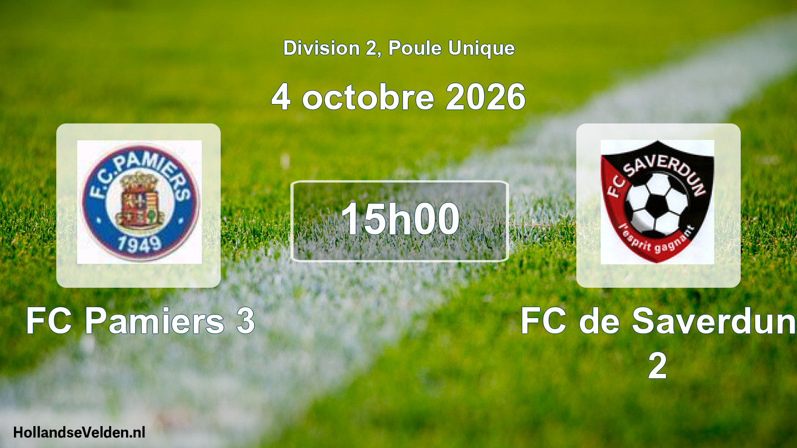 Match programmé: FC Pamiers 3 - FC de Saverdun 2 (4 octobre 2026)