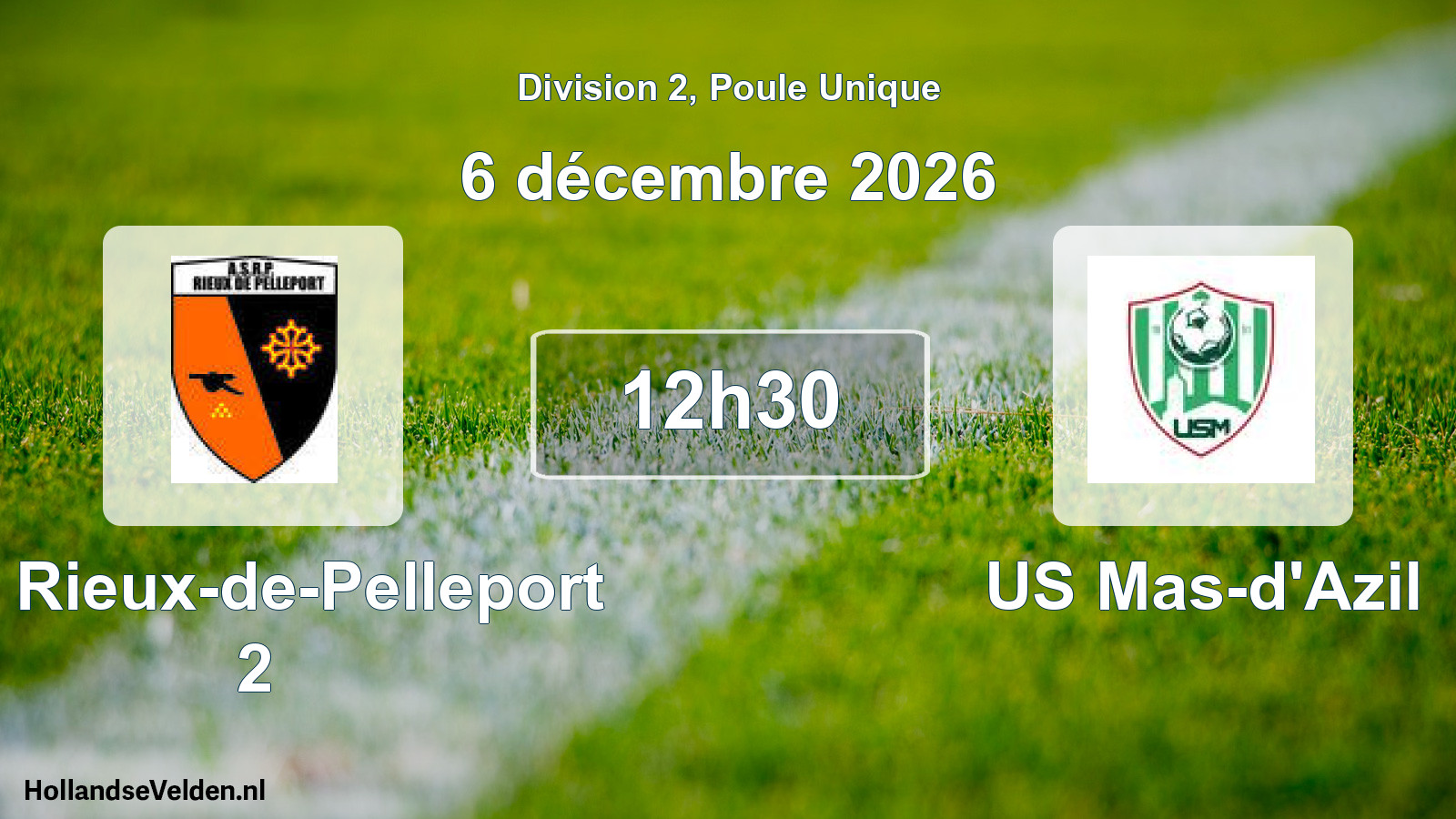 Match programmé: AS Rieux-de-Pelleport 2 - US Mas-d'Azil (6 décembre 2026)