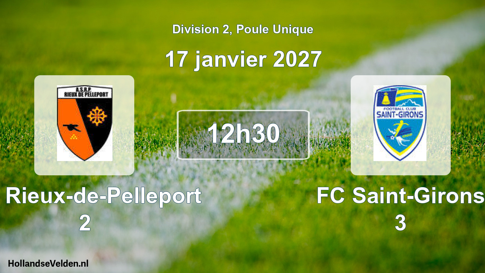 Match programmé: AS Rieux-de-Pelleport 2 - FC Saint-Girons 3 (17 janvier 2027)