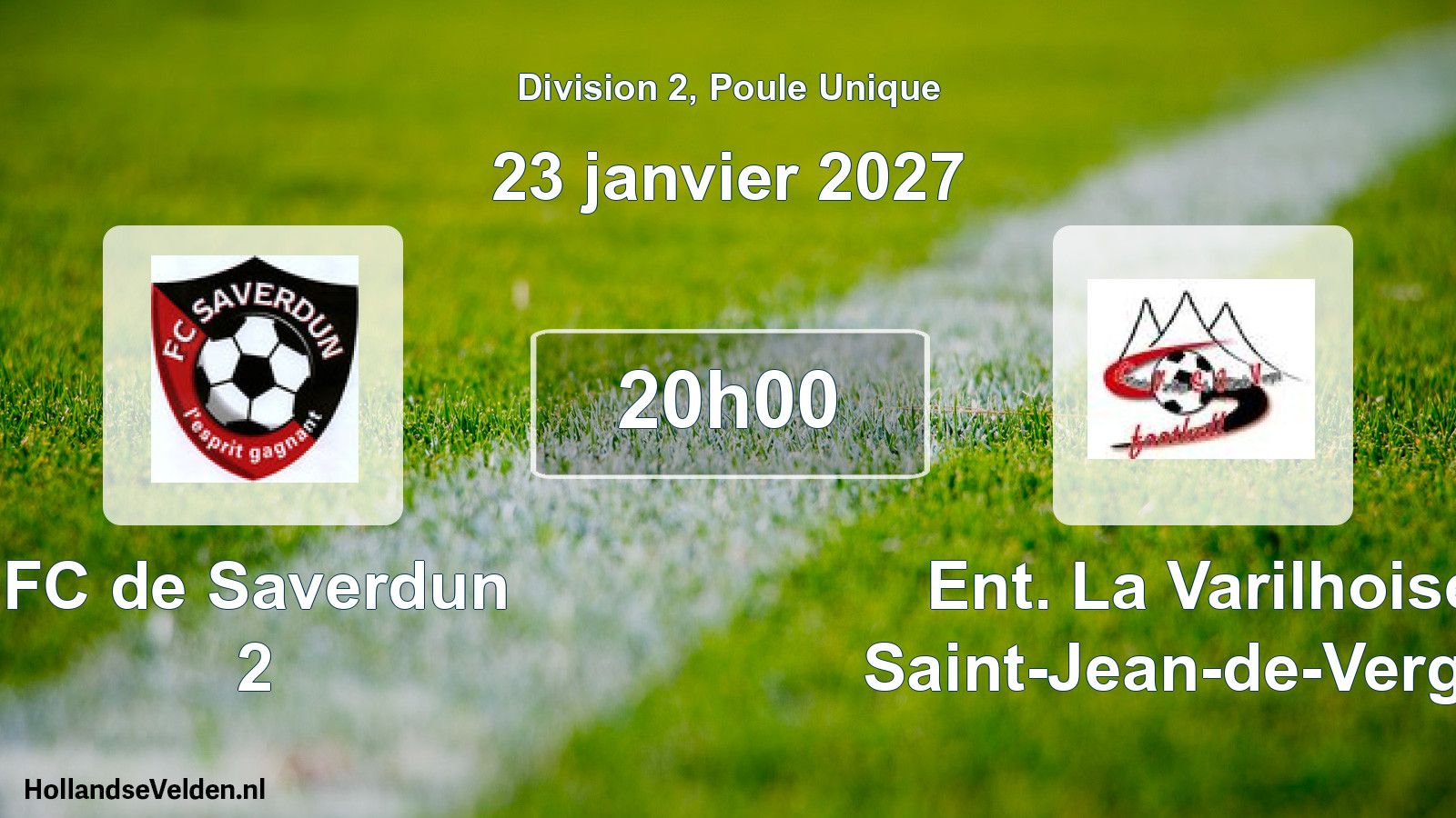 Match programmé: FC de Saverdun 2 - Ent. La Varilhoise Saint-Jean-de-Verges (23 janvier 2027)