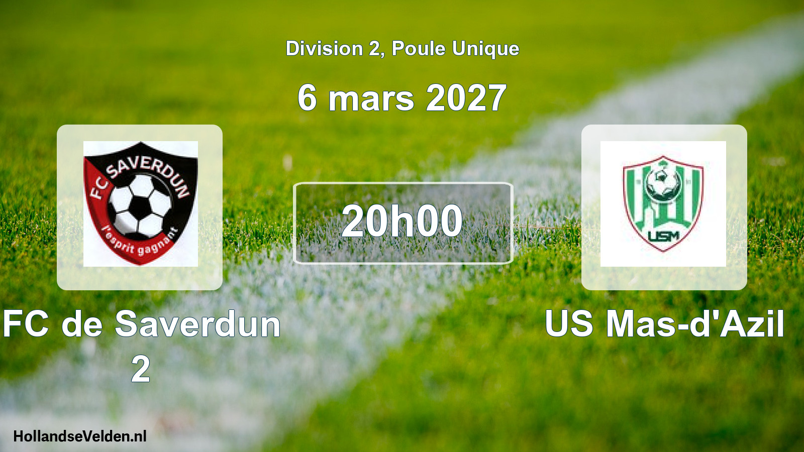 Match programmé: FC de Saverdun 2 - US Mas-d'Azil (6 mars 2027)