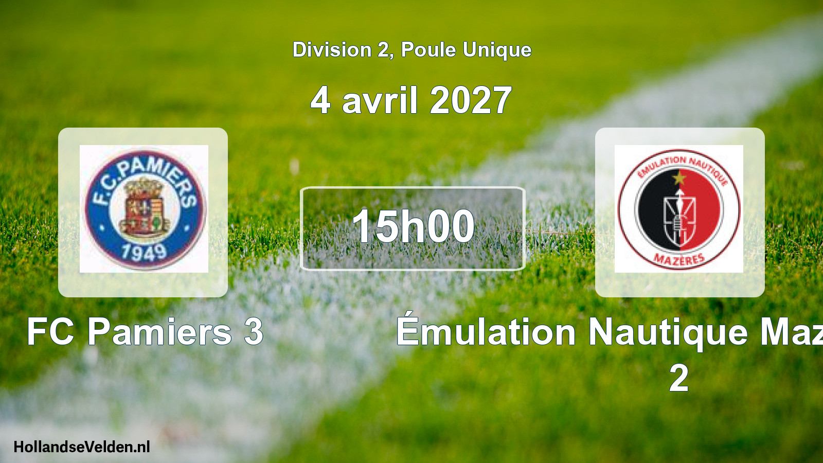 Match programmé: FC Pamiers 3 - Émulation Nautique Mazèrienne 2 (4 avril 2027)