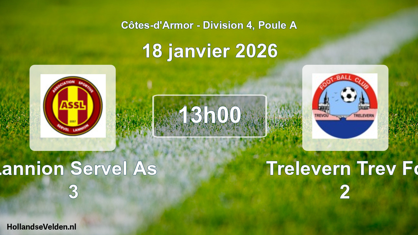 Geplande wedstrijd: Lannion Servel As 3 - Trelevern Trev Fc 2 (18 janvier 2026)