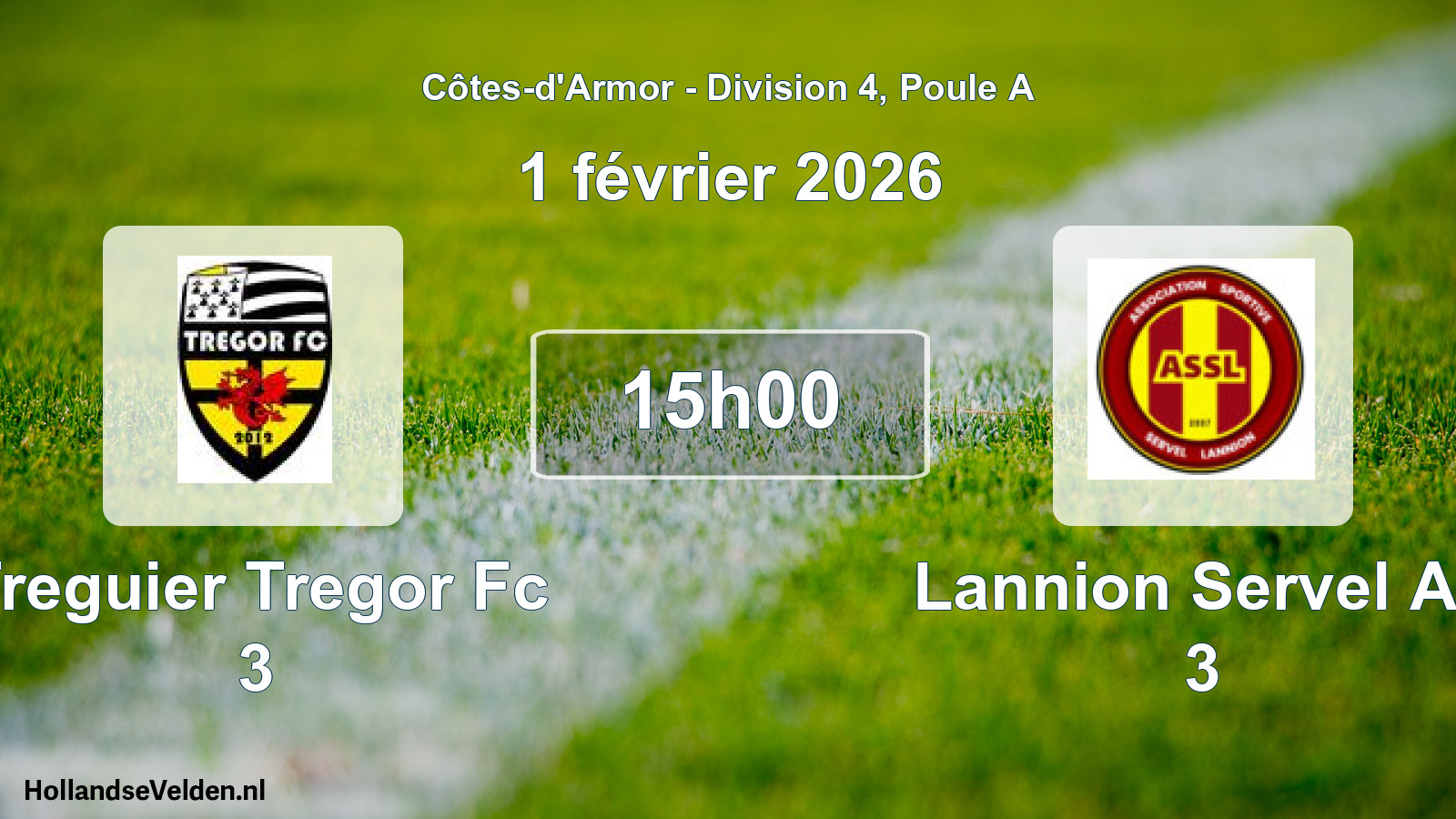 Geplande wedstrijd: Treguier Tregor Fc 3 - Lannion Servel As 3 (1 février 2026)