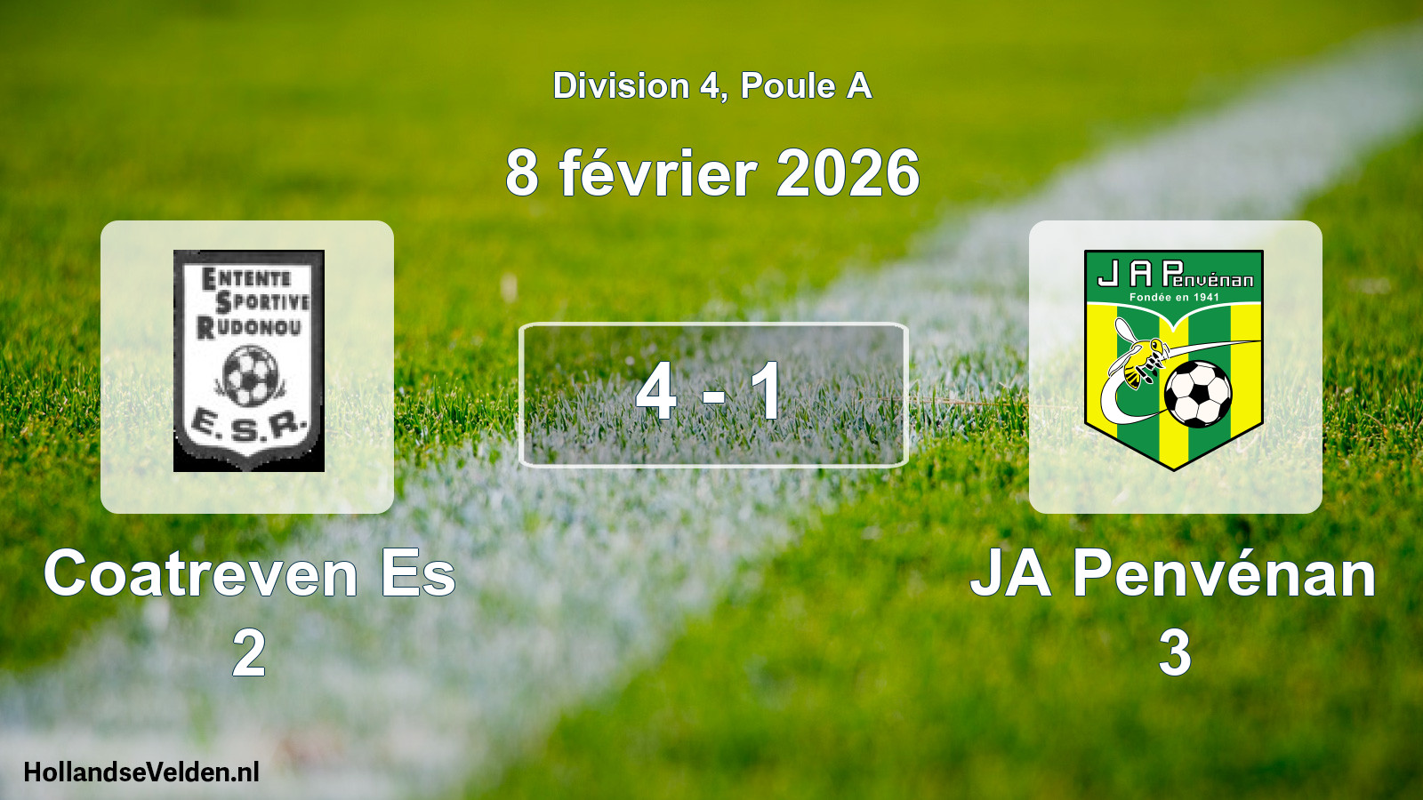 Total number of matches played: Coatreven Es 2 - JA Penvénan 3 4 - 1 (8 February 2026)