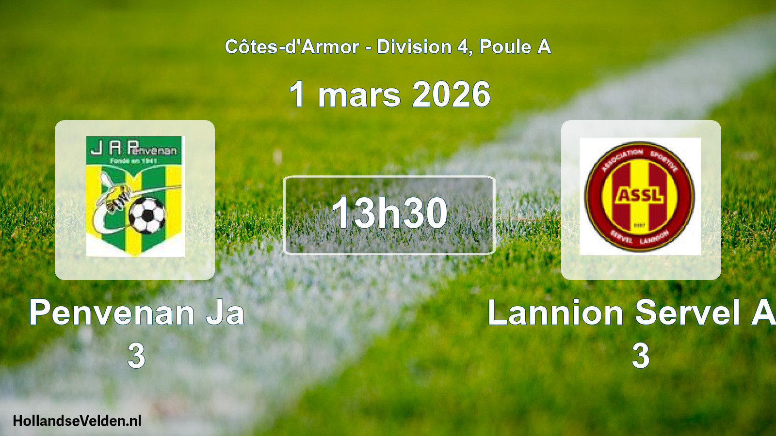 Geplande wedstrijd: Penvenan Ja 3 - Lannion Servel As 3 (1 mars 2026)