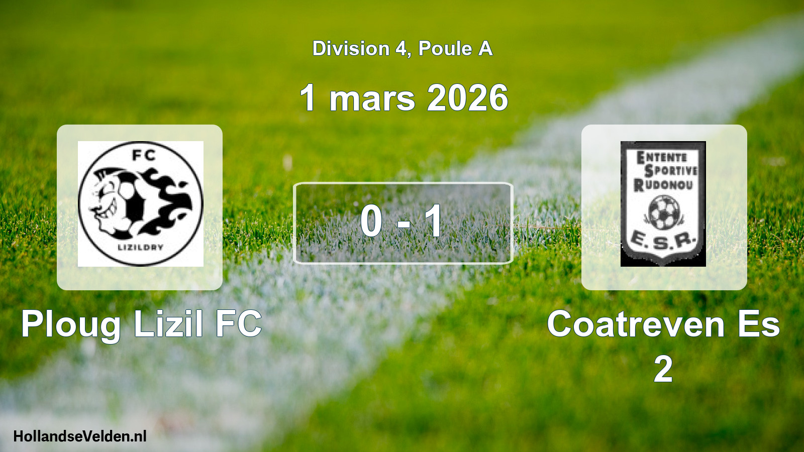 Gespeelde wedstrijd: Ploug Lizil FC - Coatreven Es 2 0 - 1 (1 maart 2026)