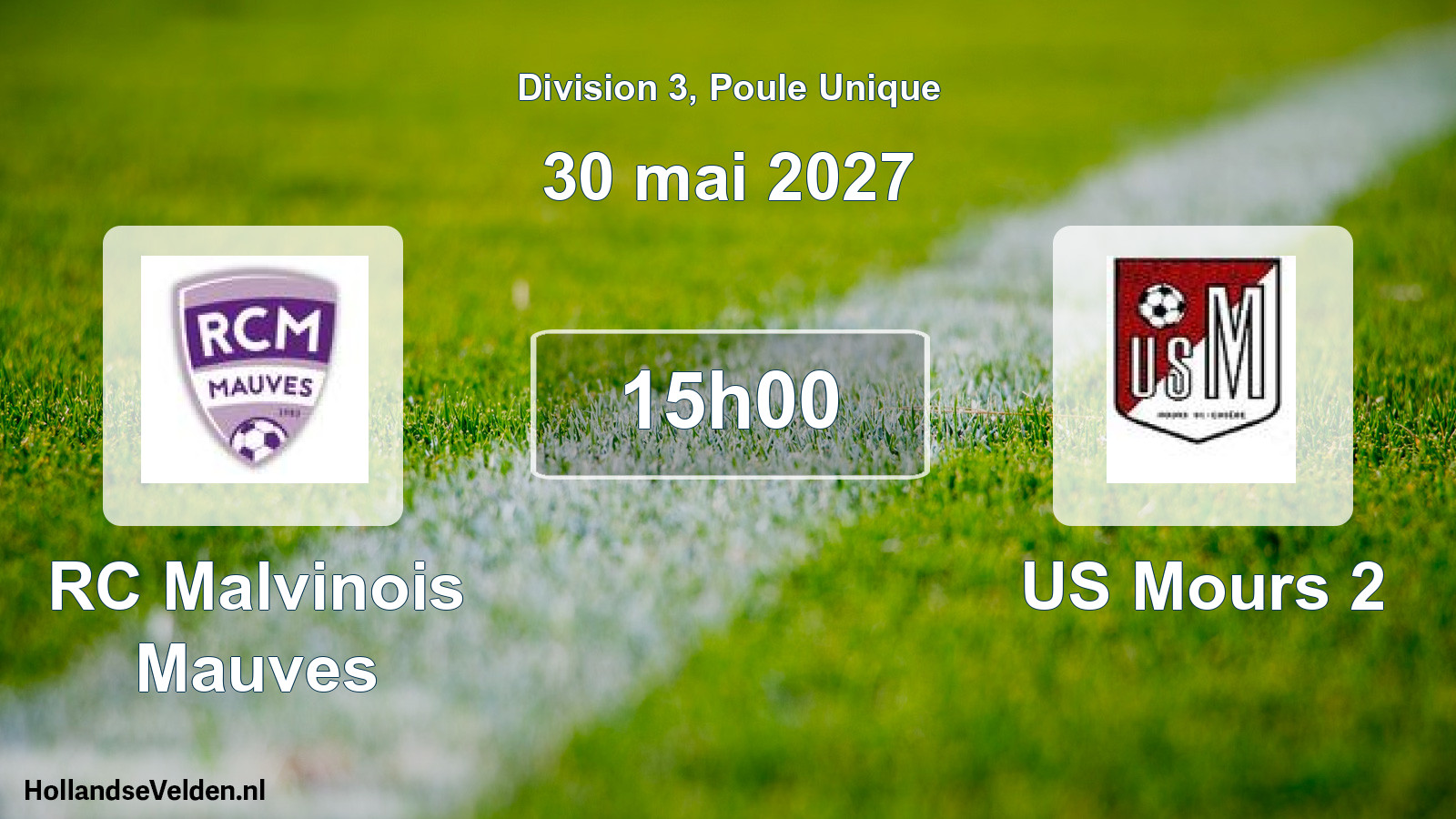 Match programmé: RC Malvinois Mauves - US Mours 2 (30 mai 2027)