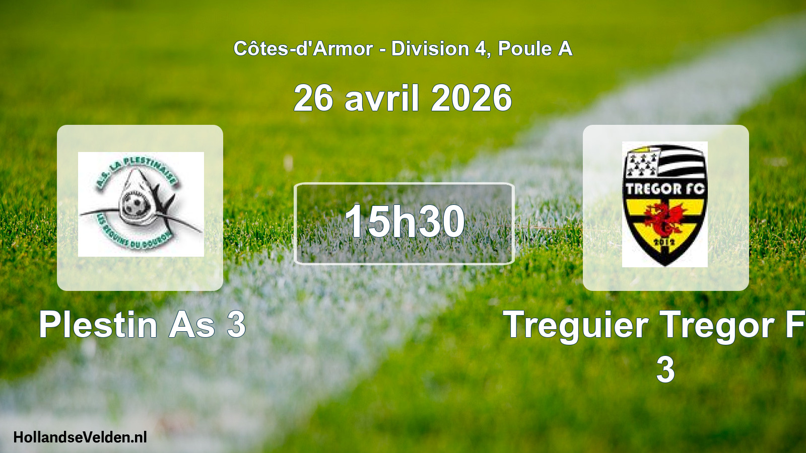 Geplande wedstrijd: Plestin As 3 - Treguier Tregor Fc 3 (26 avril 2026)