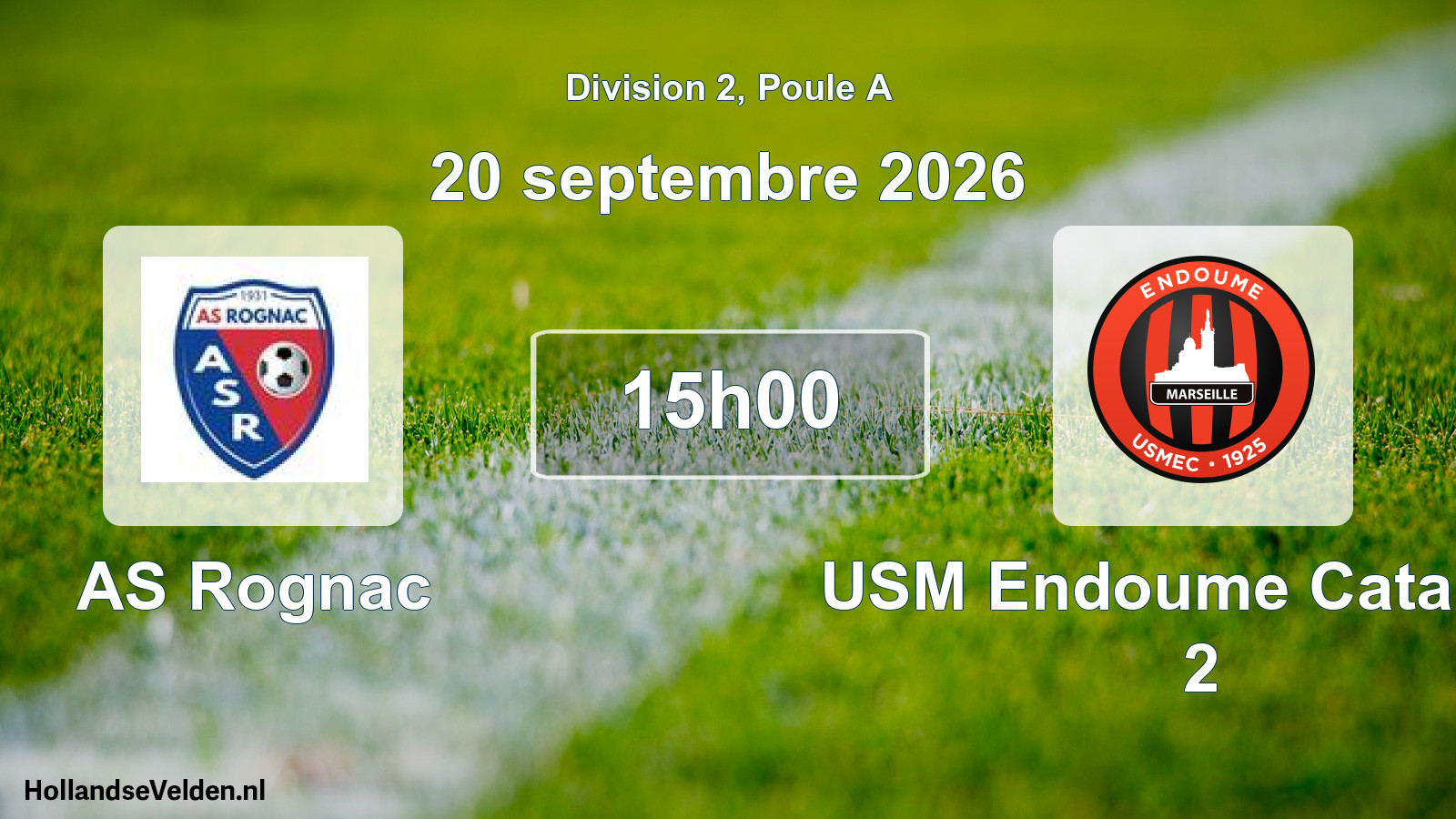 Match programmé: AS Rognac - USM Endoume Catalans 2 (20 septembre 2026)