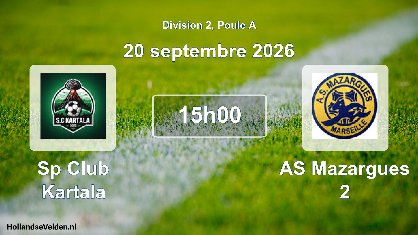Match programmé: Sp Club Kartala - AS Mazargues 2 (20 septembre 2026)