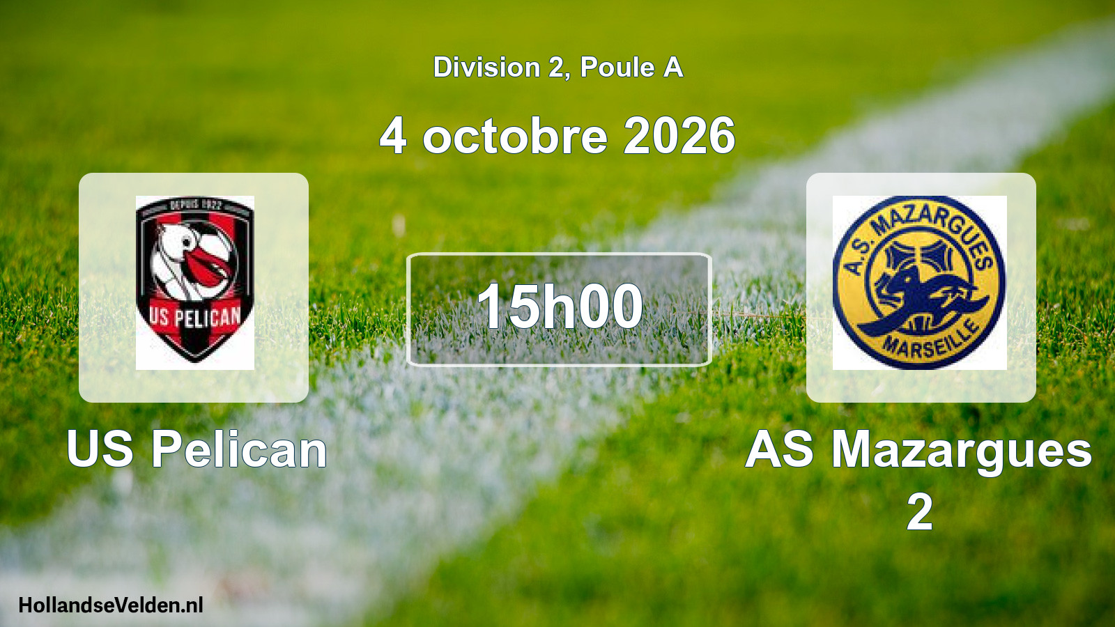 Match programmé: US Pelican - AS Mazargues 2 (4 octobre 2026)