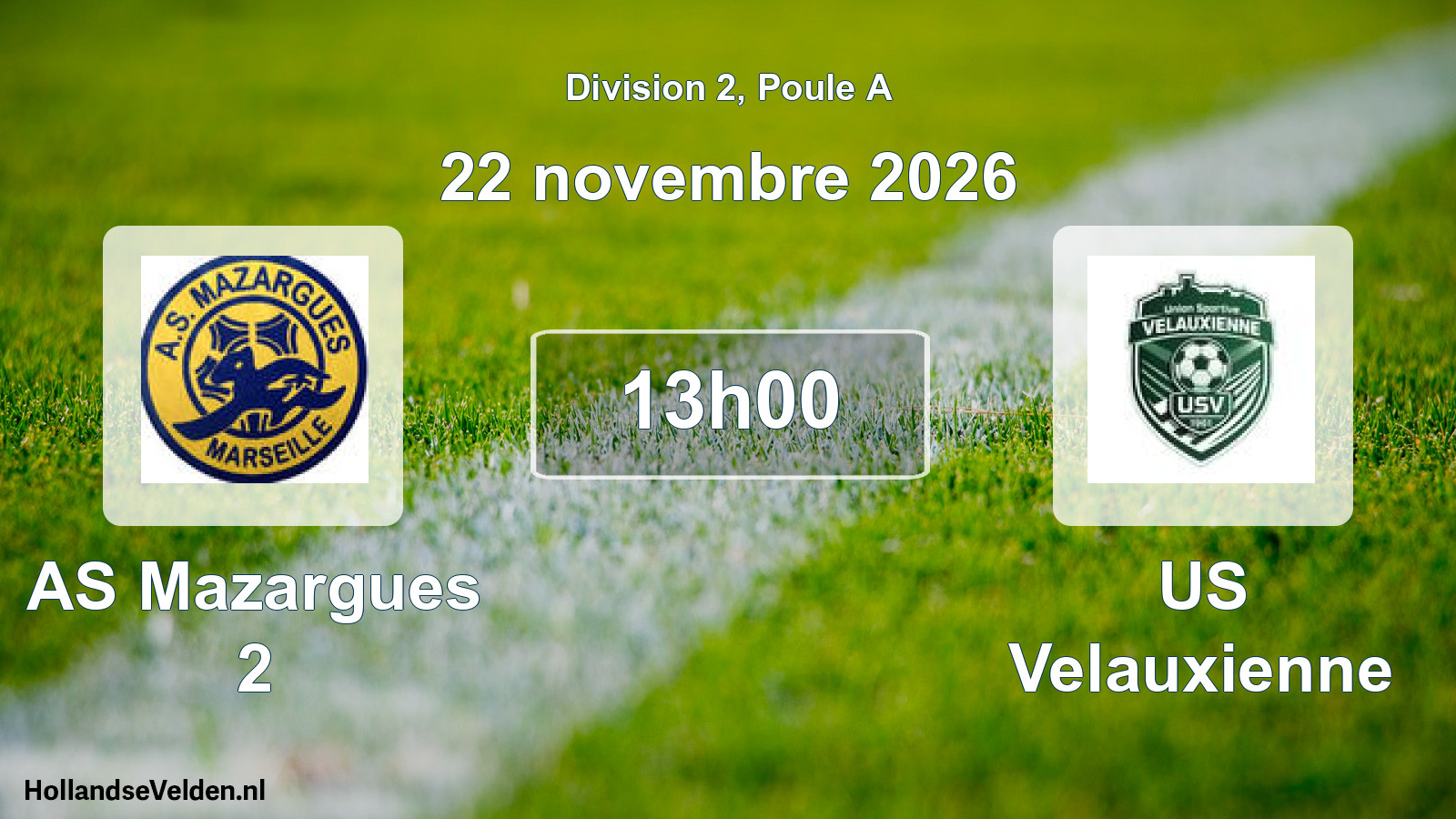 Geplande wedstrijd: AS Mazargues 2 - US Velauxienne (22 november 2026)
