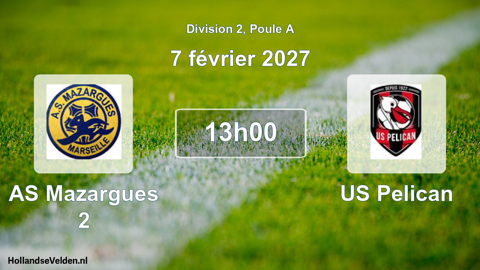 Match programmé: AS Mazargues 2 - US Pelican (7 février 2027)