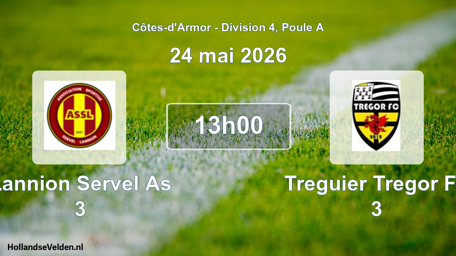 Geplande wedstrijd: Lannion Servel As 3 - Treguier Tregor Fc 3 (24 mai 2026)