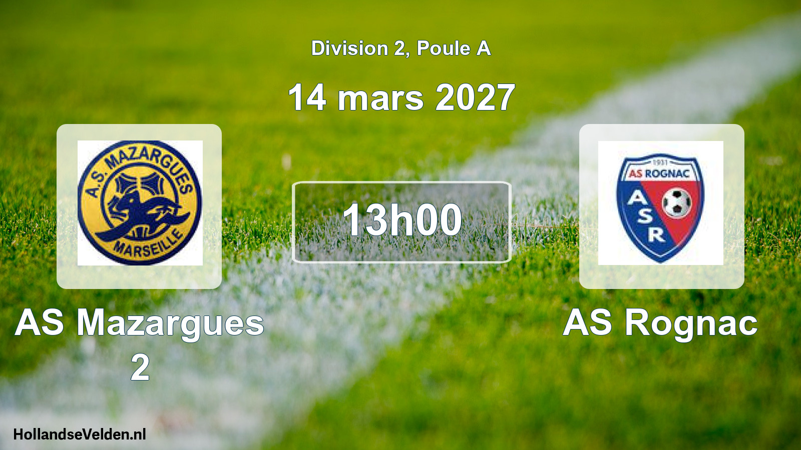 Match programmé: AS Mazargues 2 - AS Rognac (14 mars 2027)
