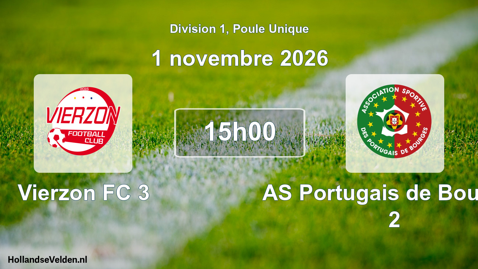Match programmé: Vierzon FC 3 - AS Portugais de Bourges 2 (1 novembre 2026)