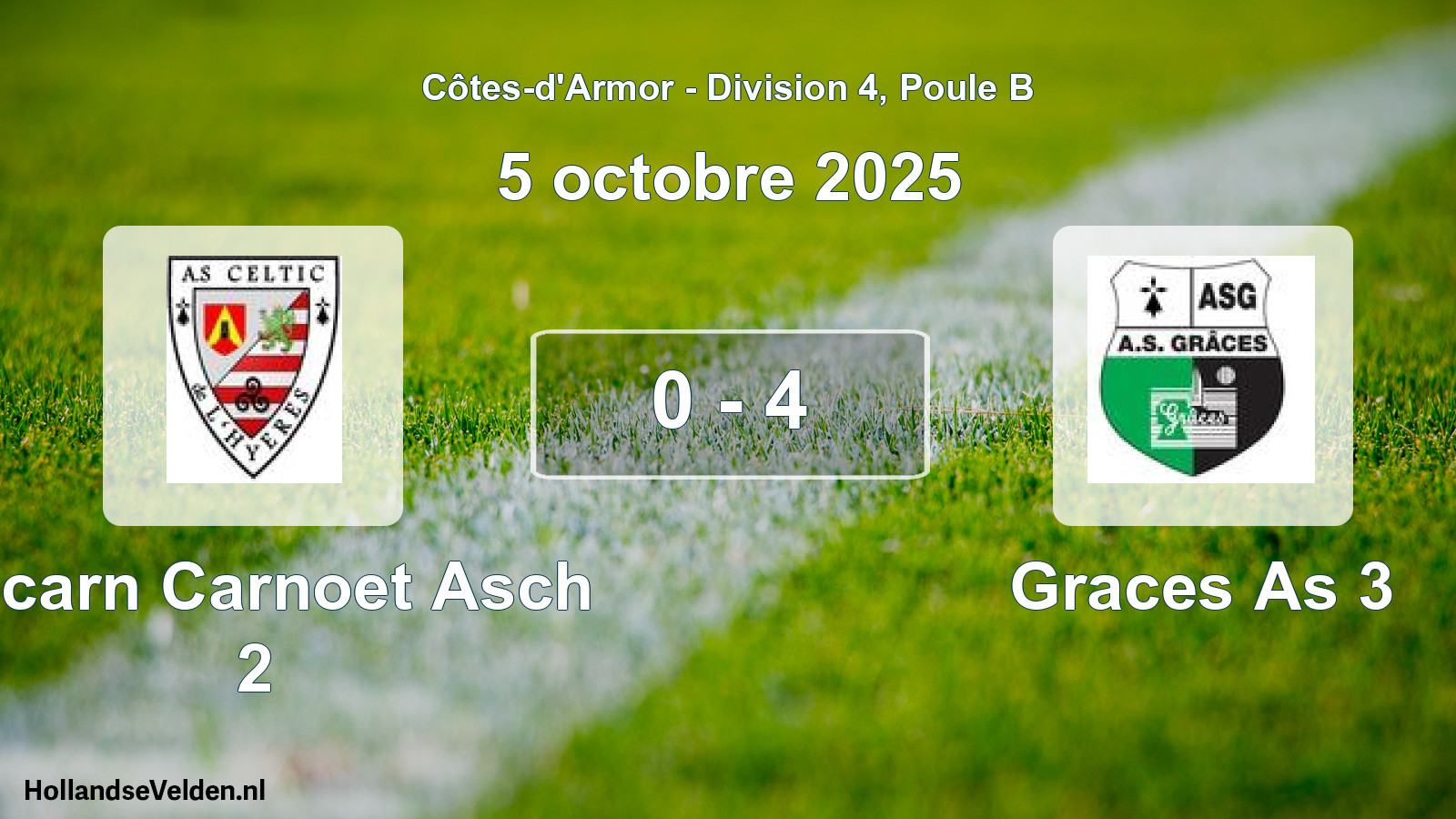 Gespeelde wedstrijd: Locarn Carnoet Asch 2 - Graces As 3 0 - 4 (5 oktober 2025)