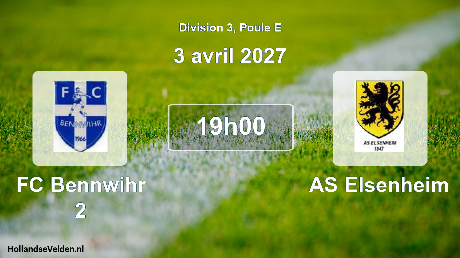 Geplande wedstrijd: FC Bennwihr 2 - AS Elsenheim (3 april 2027)