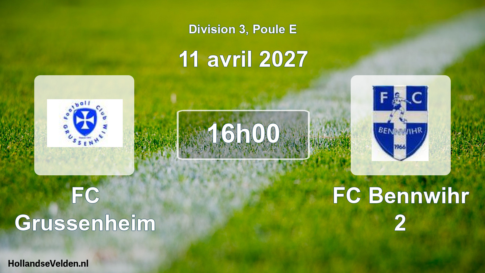 Match programmé: FC Grussenheim - FC Bennwihr 2 (11 avril 2027)
