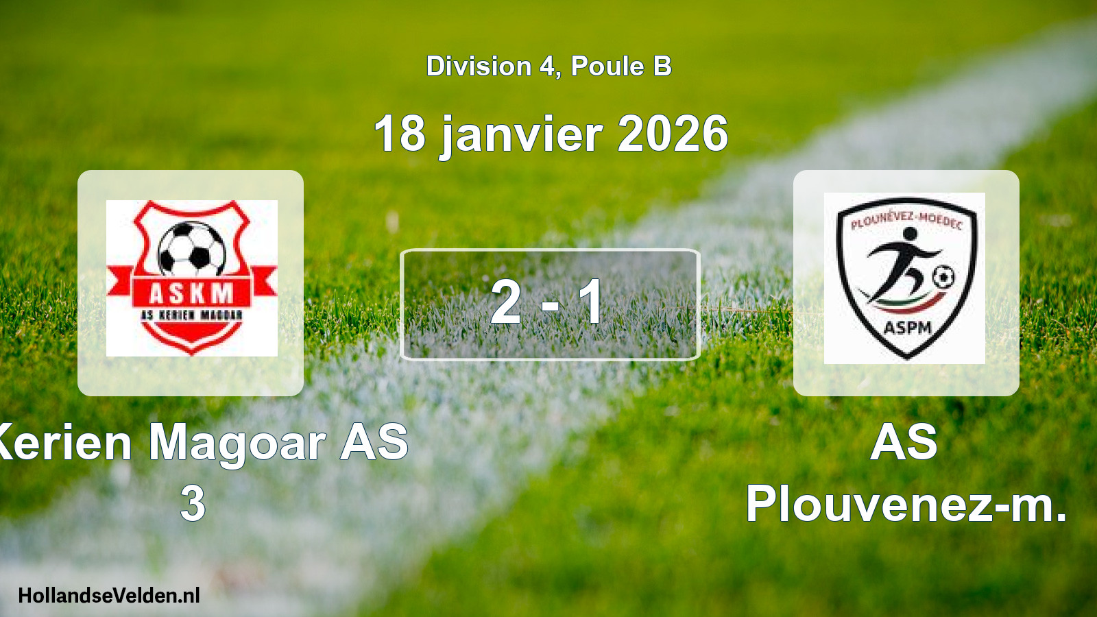 Gespeelde wedstrijd: Kerien Magoar AS 3 - AS Plouvenez-m. 2 - 1 (18 januari 2026)