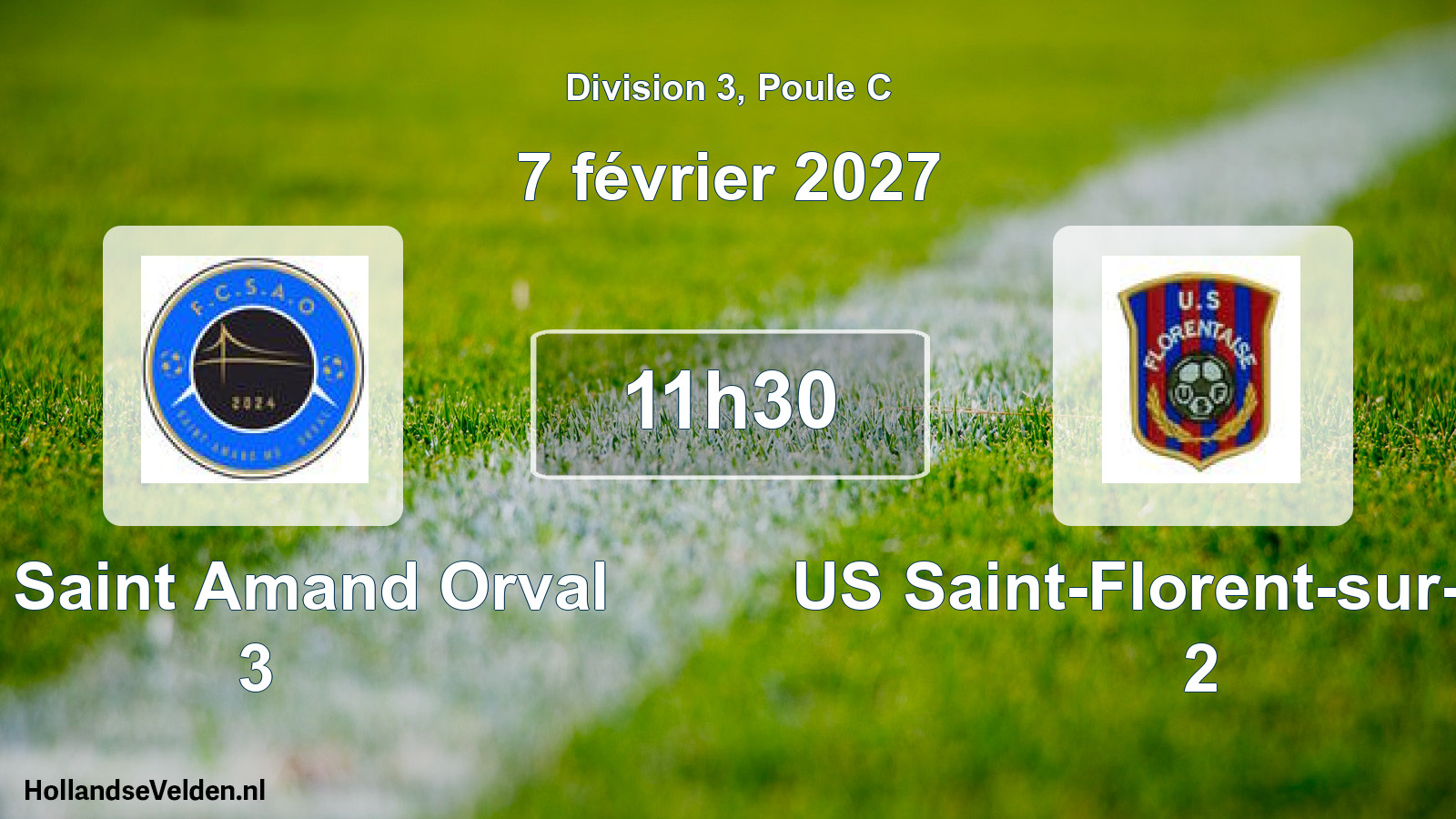 Geplande wedstrijd: FC Saint Amand Orval 3 - US Saint-Florent-sur-Cher 2 (7 februari 2027)