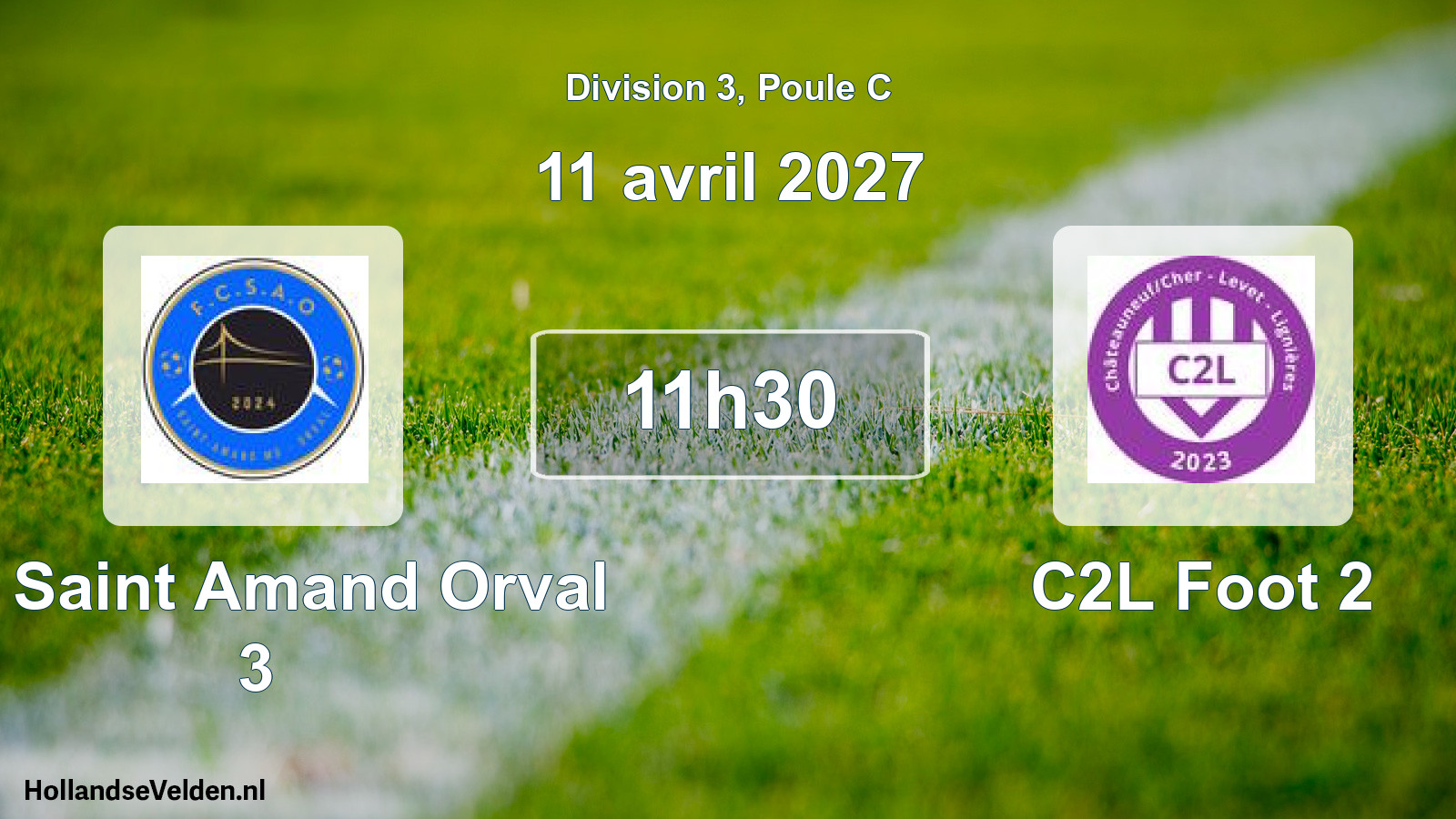 Match programmé: FC Saint Amand Orval 3 - C2L Foot 2 (11 avril 2027)
