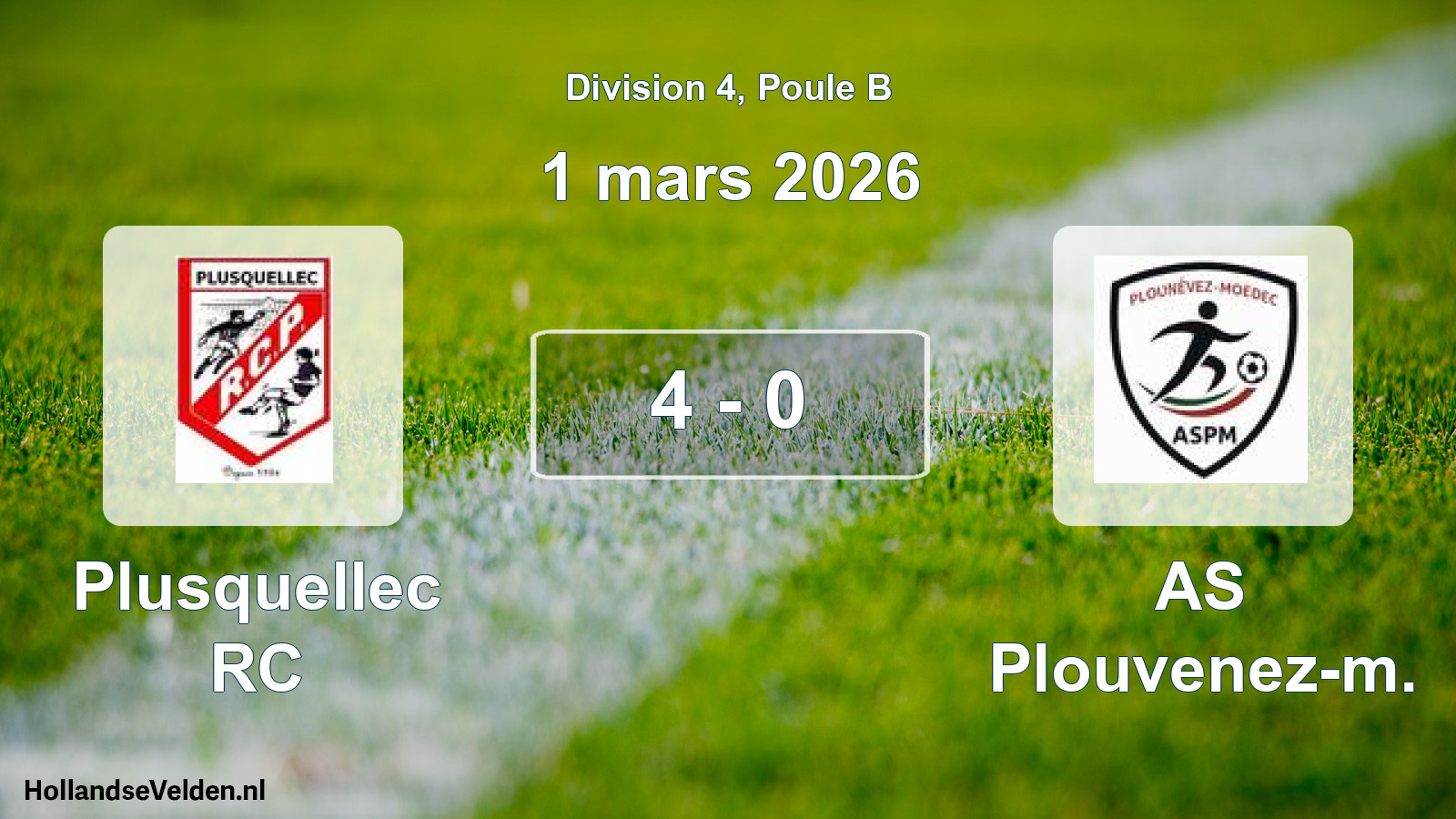 Gespeelde wedstrijd: Plusquellec RC - AS Plouvenez-m. 4 - 0 (1 maart 2026)