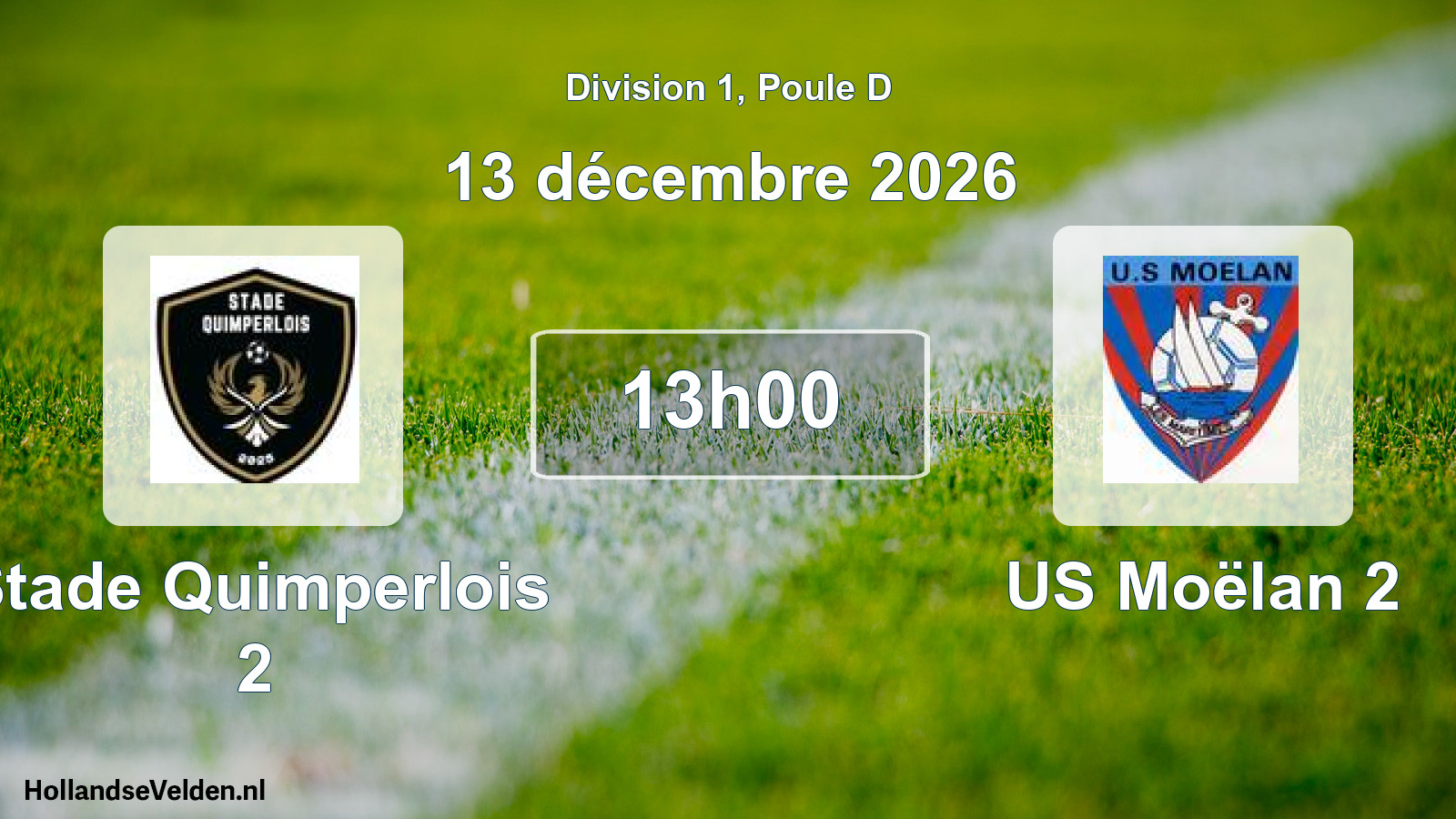 Match programmé: Stade Quimperlois 2 - US Moëlan 2 (13 décembre 2026)