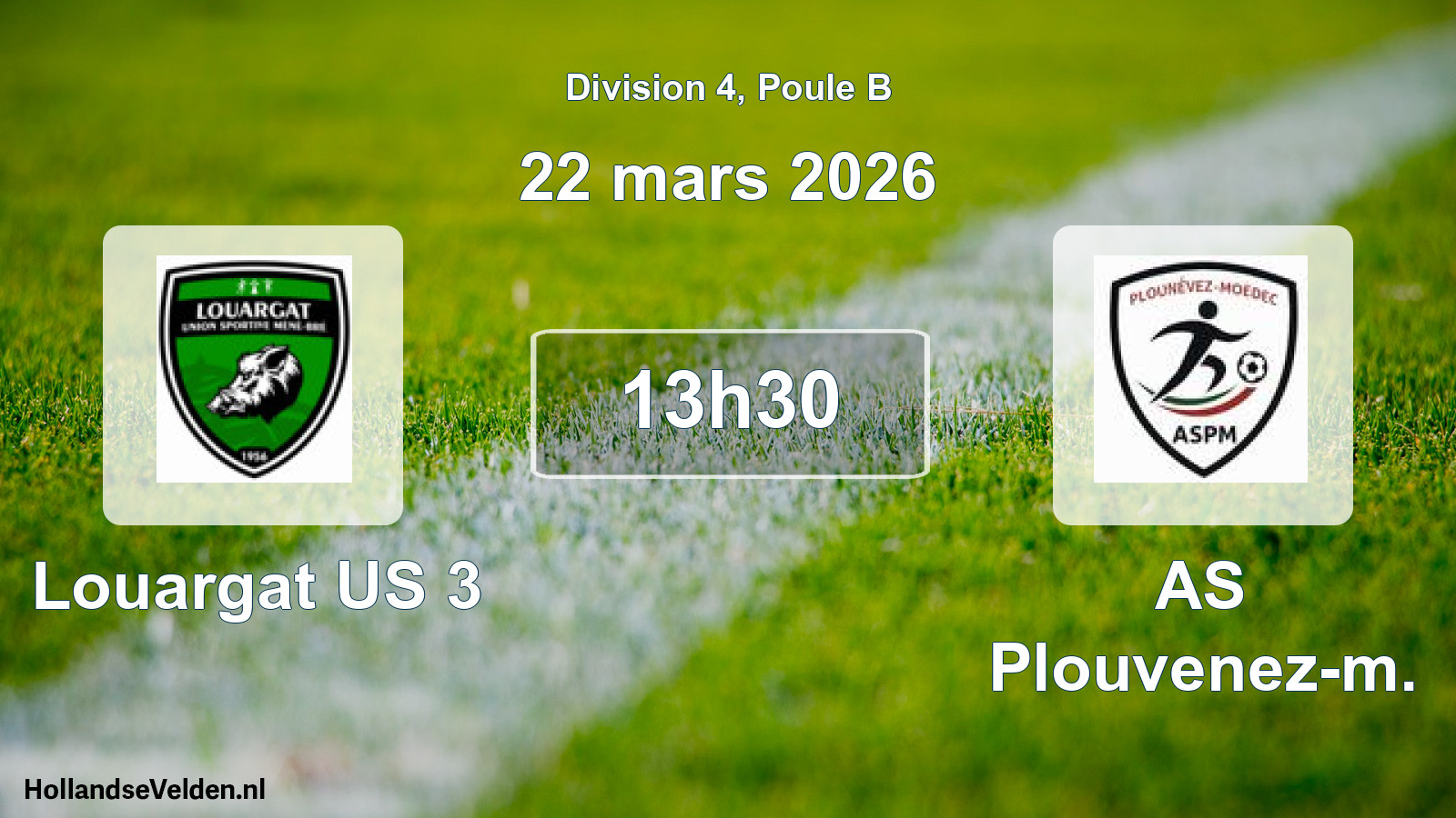Geplande wedstrijd: Louargat US 3 - AS Plouvenez-m. (22 maart 2026)
