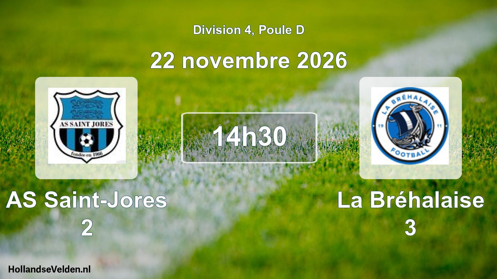 Match programmé: AS Saint-Jores 2 - La Bréhalaise 3 (22 novembre 2026)
