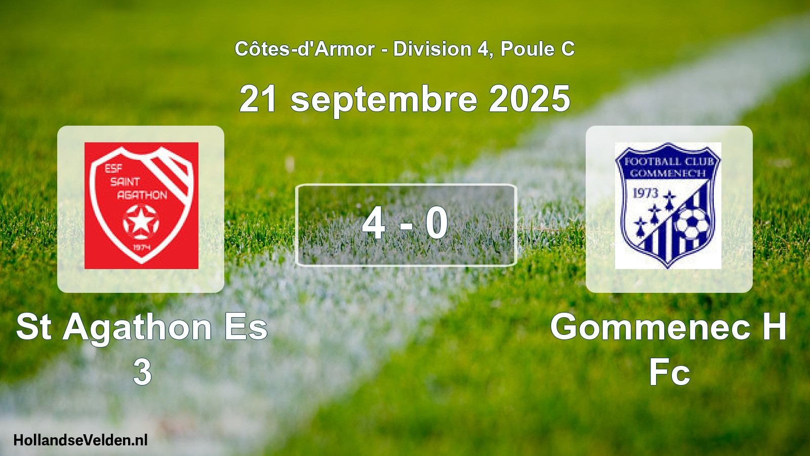 Gespeelde wedstrijd: St Agathon Es 3 - Gommenec H Fc 4 - 0 (21 september 2025)