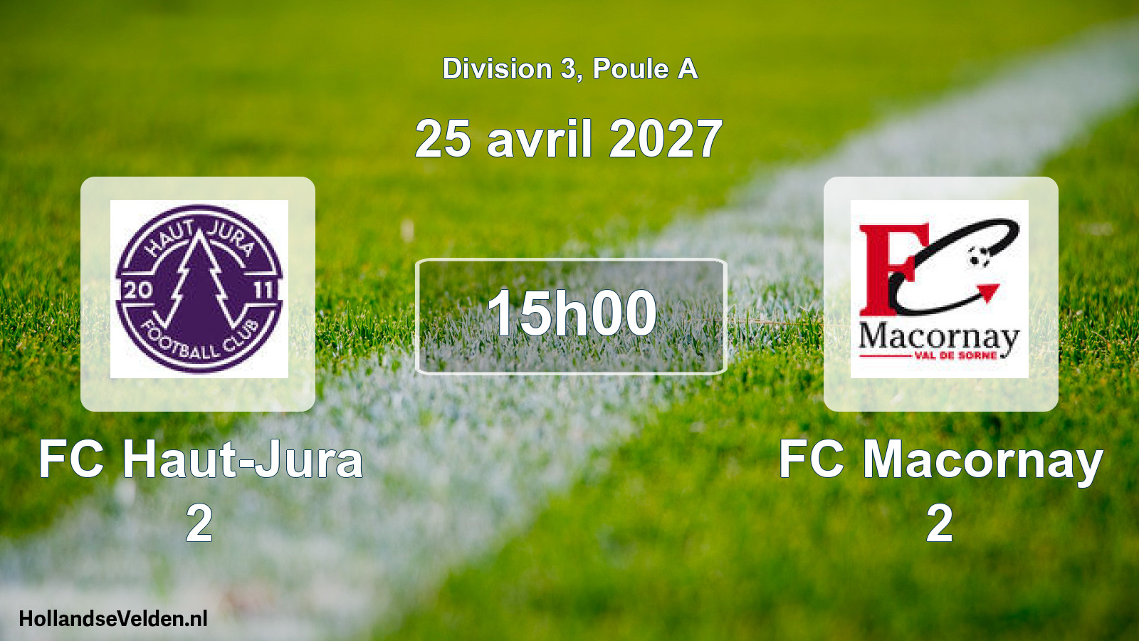 Match programmé: FC Haut-Jura 2 - FC Macornay 2 (25 avril 2027)