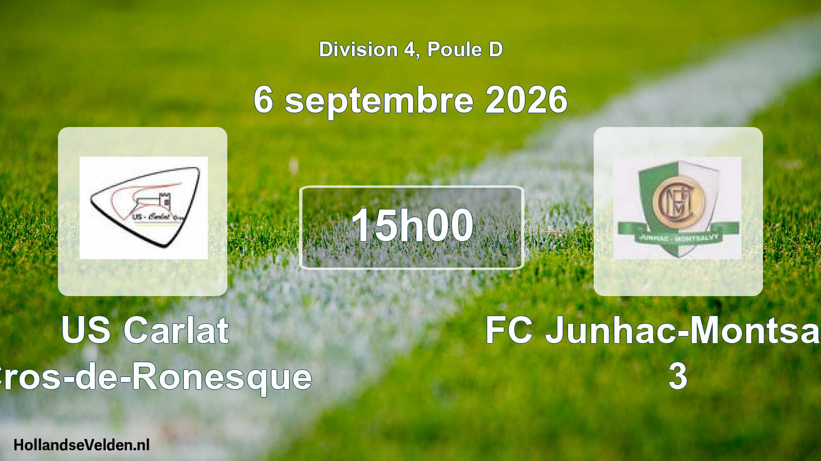 Match programmé: US Carlat Cros-de-Ronesque - FC Junhac-Montsalvy 3 (6 septembre 2026)