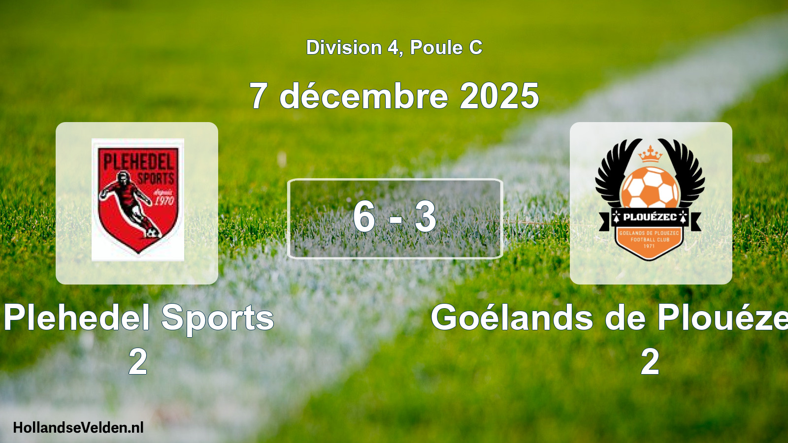 Gespeelde wedstrijd: Plehedel Sports 2 - Goélands de Plouézec FC 2 6 - 3 (7 december 2025)