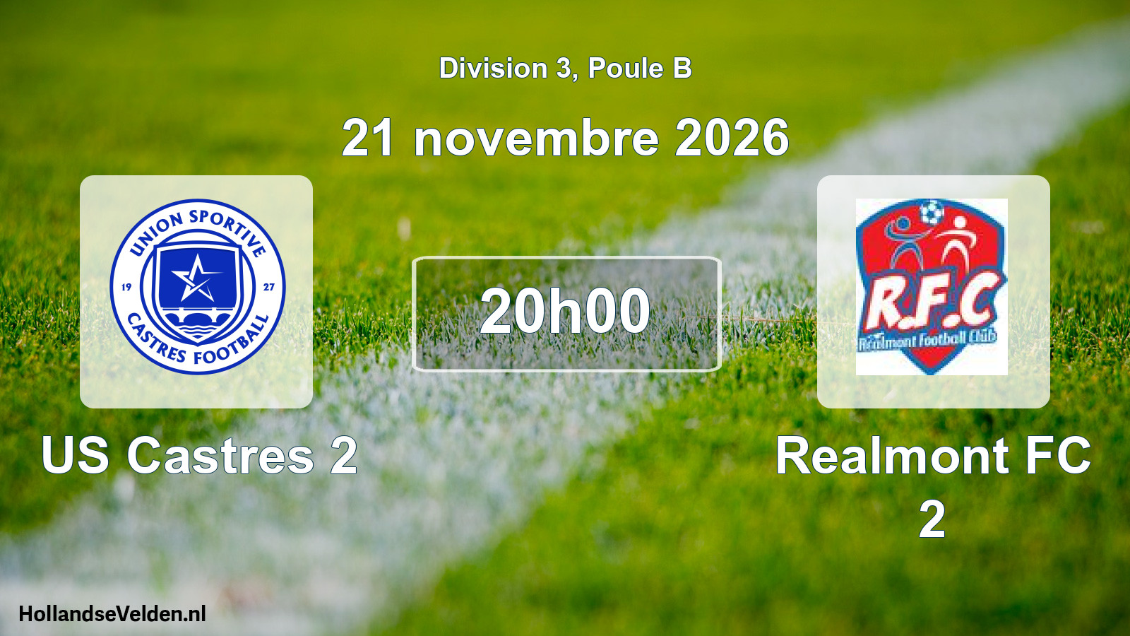Match programmé: US Castres 2 - Realmont FC 2 (21 novembre 2026)