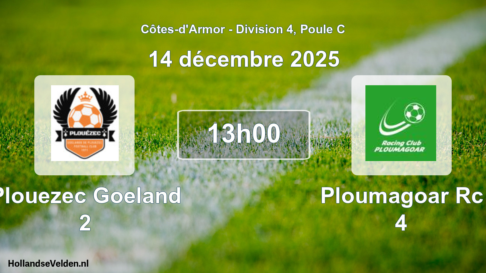 Geplande wedstrijd: Plouezec Goeland 2 - Ploumagoar Rc 4 (14 december 2025)