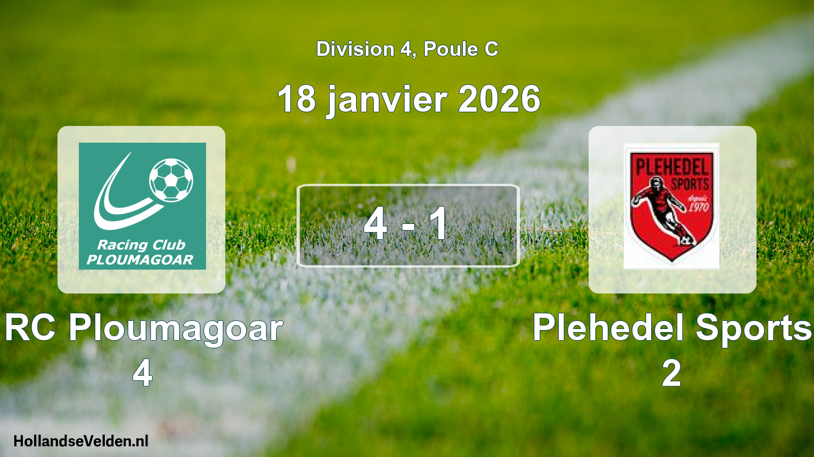Gespeelde wedstrijd: RC Ploumagoar 4 - Plehedel Sports 2 4 - 1 (18 januari 2026)